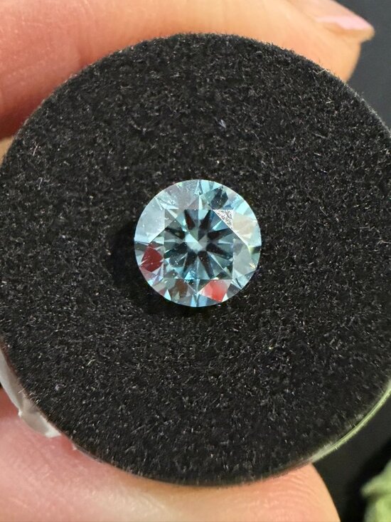 Jewelry - 1.11 Ct Fancy Vivid Blue Lab Grown Diamond Round Brilliant IGI Certified VS1